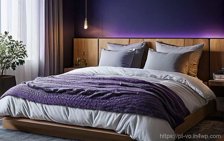 감각확장 기술을 활용한 인테리어 디자인 사례 - **Prompt 1: Serene Sensory Bedroom**
"A cozy, ultra-modern bedroom bathed in soft, warm amber li...
