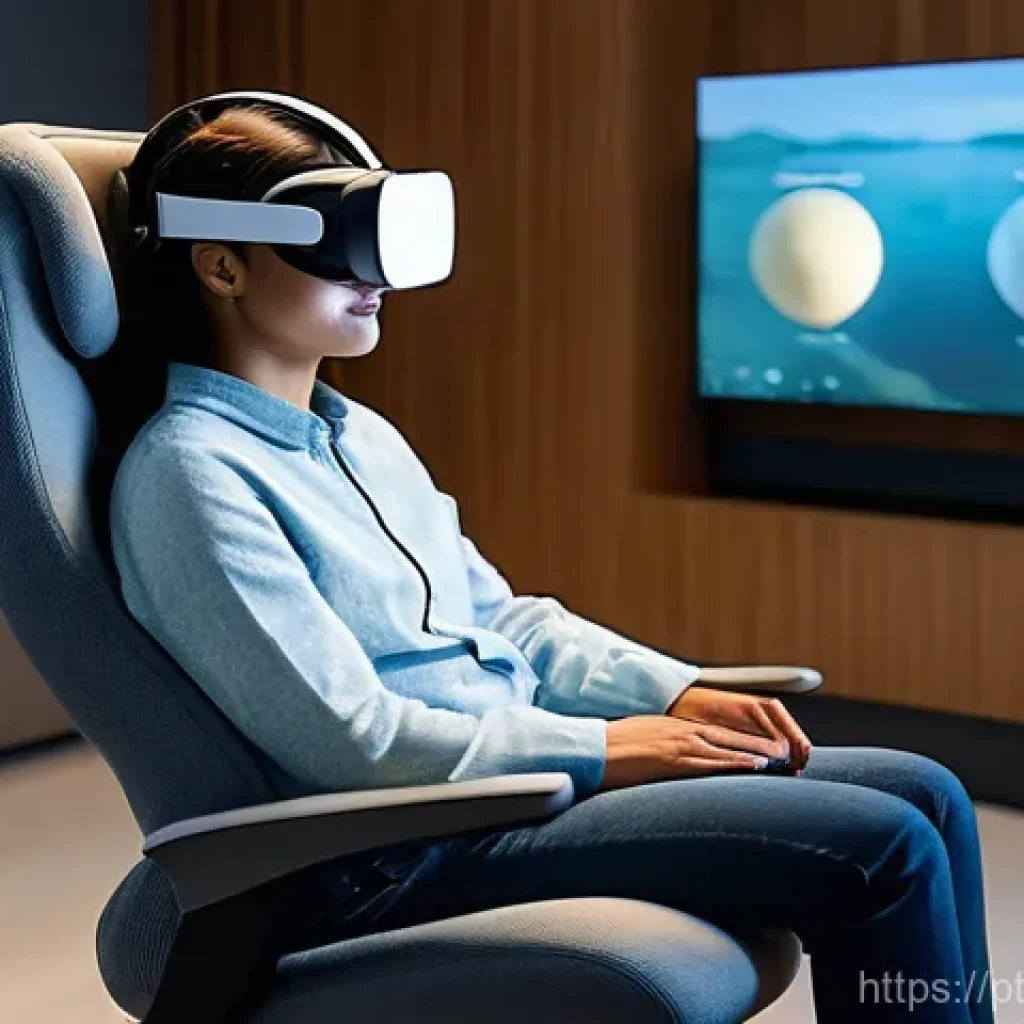 감각확장 기술을 통한 심리 치료 사례 - **Virtual Reality for Trauma Reprocessing:**
A young adult, dressed in comfortable, modest every...